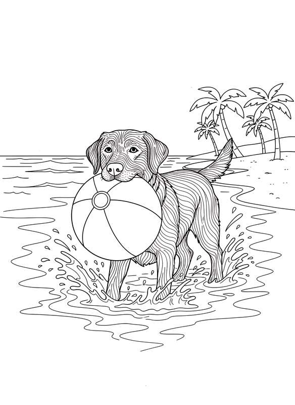Lab's Beach Ball Retrieval