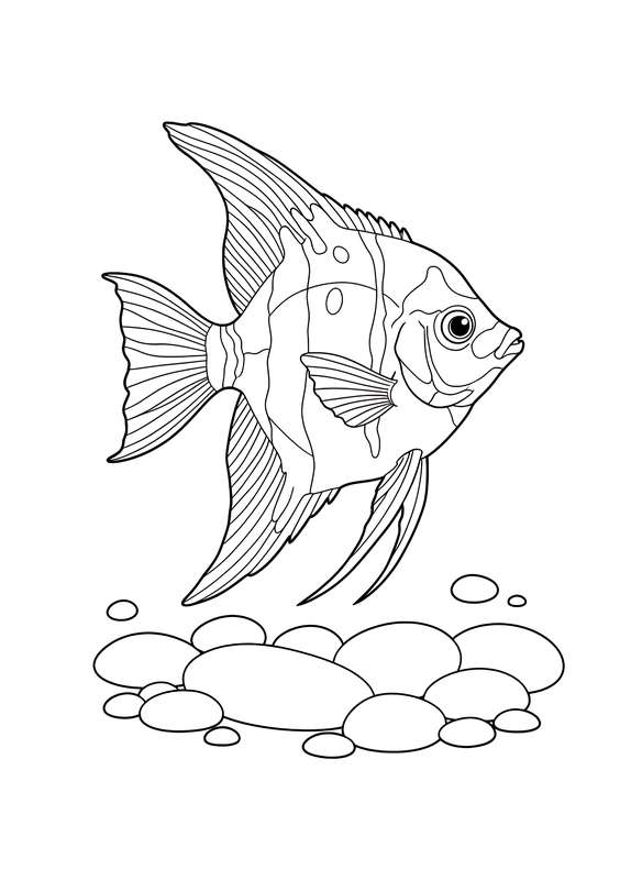 Angelfish Grace Near Pebbles