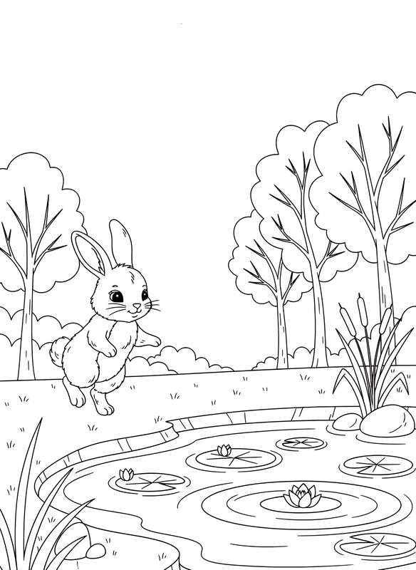 Balanced Bunny by the Pond