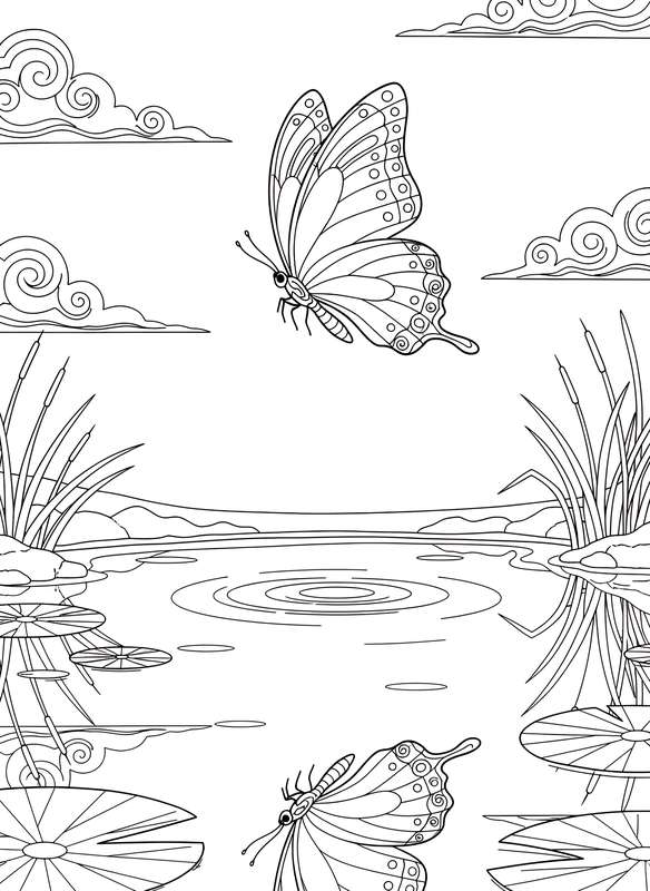 Sky Mirror: Butterfly Over Still Waters