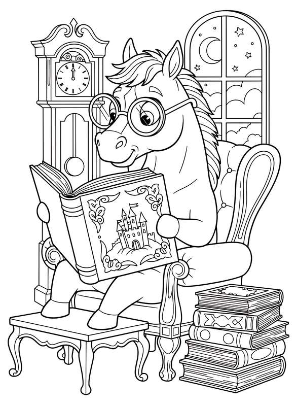 Bookish Horse with Spectacles