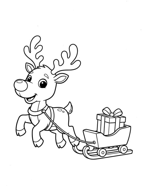 Playful Pull-Sleigh Reindeer