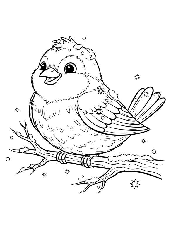 Winter Perch: Snowy Bird