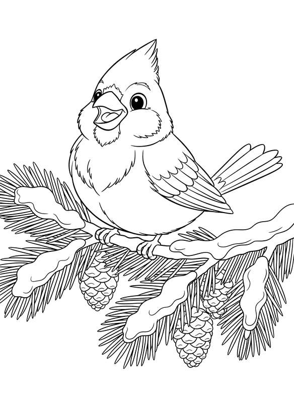 Cardinal on Snowy Pine