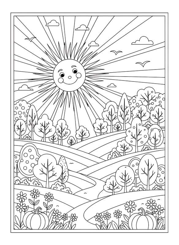 Hills Ablaze: Sunset Over Changing Trees