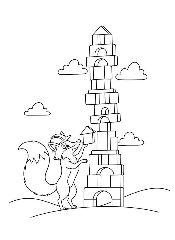 Block Tower Architect Fox