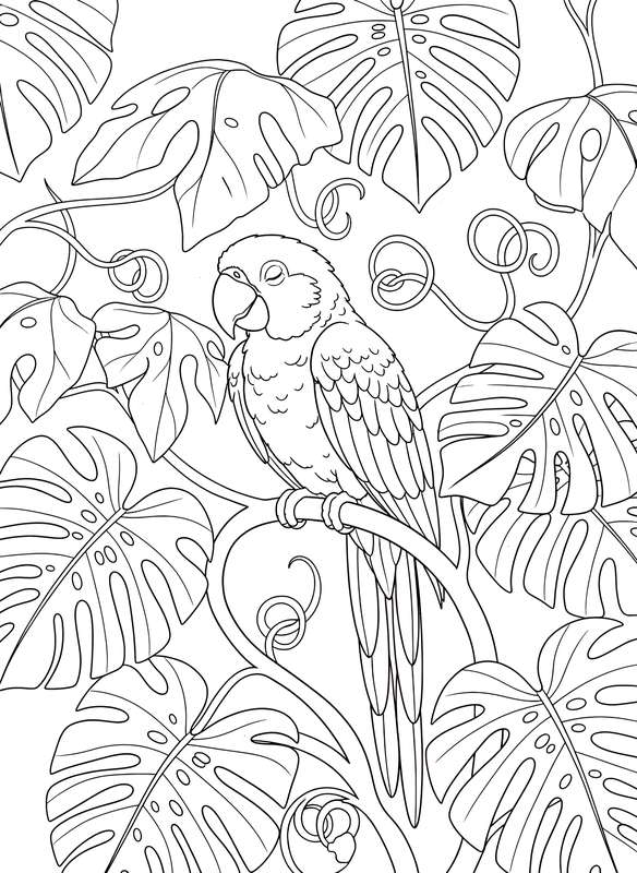 Tropical Parrot in Lush Foliage