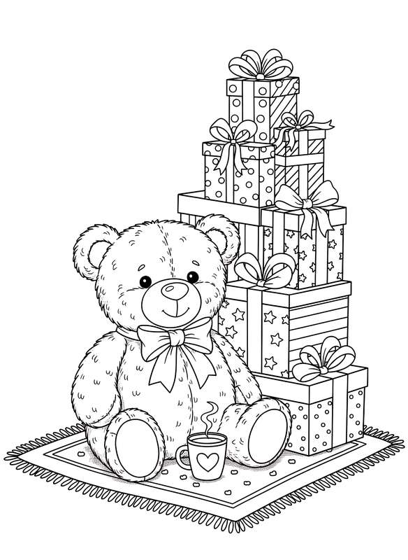 Teddy's Gift Pile Naptime