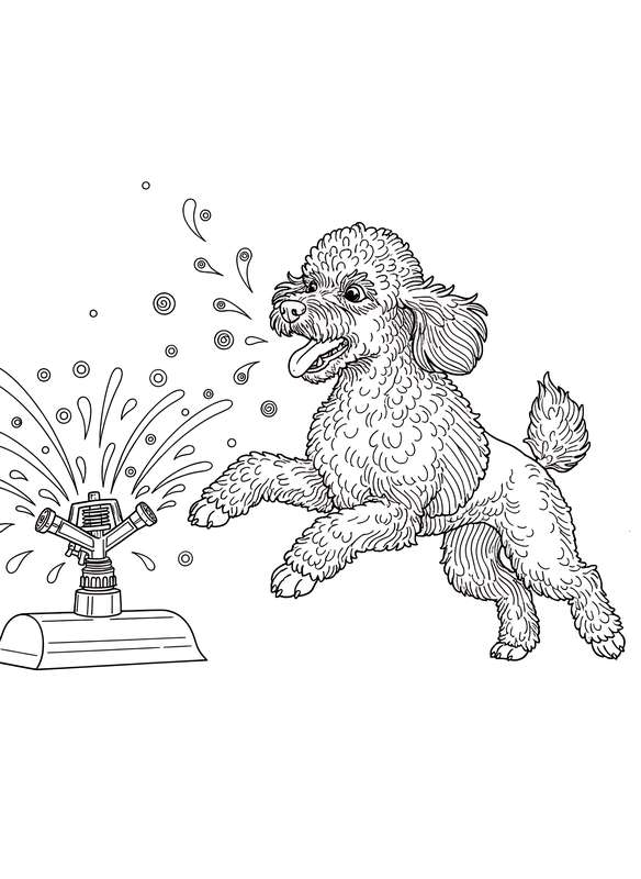 Poodle's Sprinkler Splash Fun