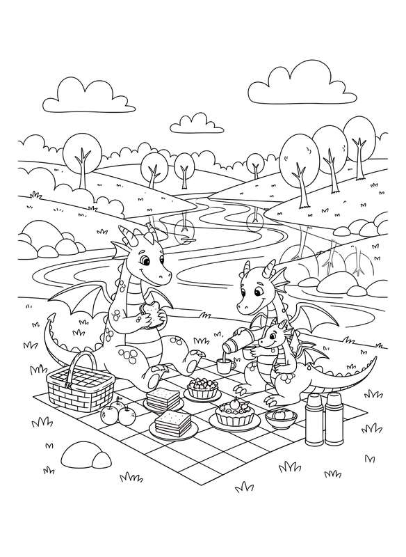 Dragon Family Picnic Adventure