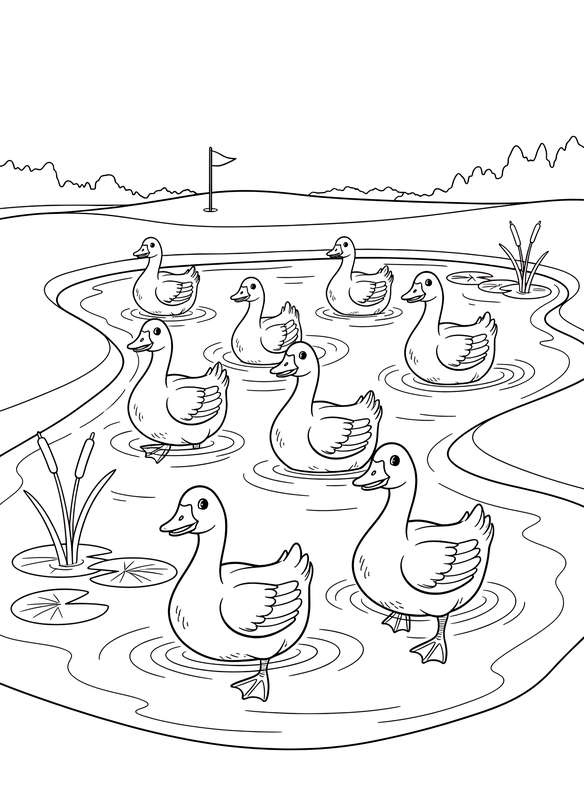 Geese on the Water Hazard