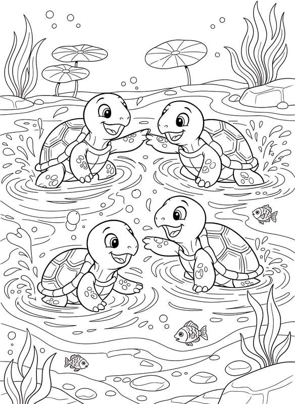Cartoon Turtle Water Tag