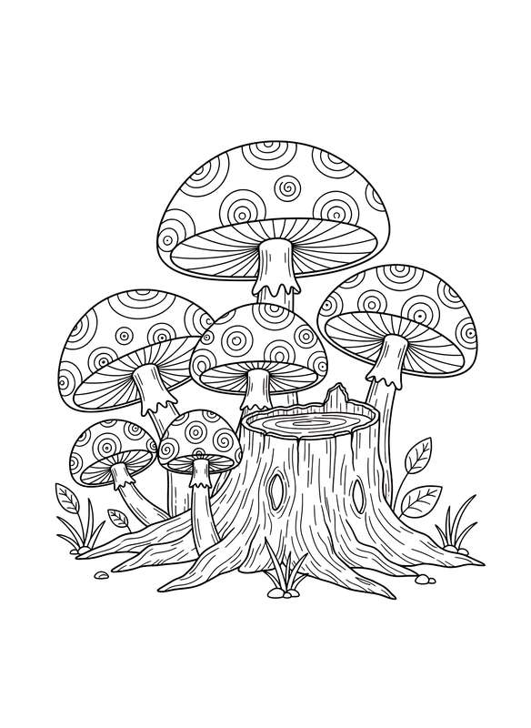Whimsical Woods: Group of Spotted Mushrooms