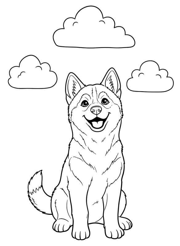 Husky Gazes at Cloud Dreams