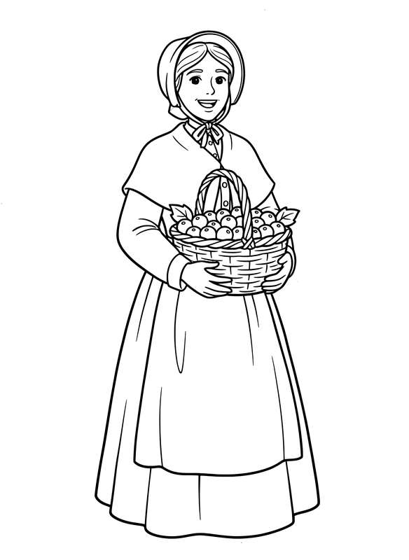 Pilgrim Woman with Berry Basket