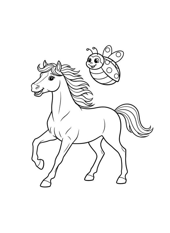 Trotting Horse and Ladybug Friend