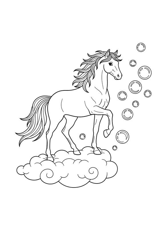 Cloud-Perched Horse Bubbles
