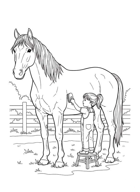 Child and Horse Grooming Bond