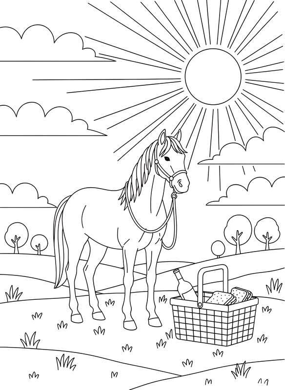 Picnic Horse Under Blue Skies