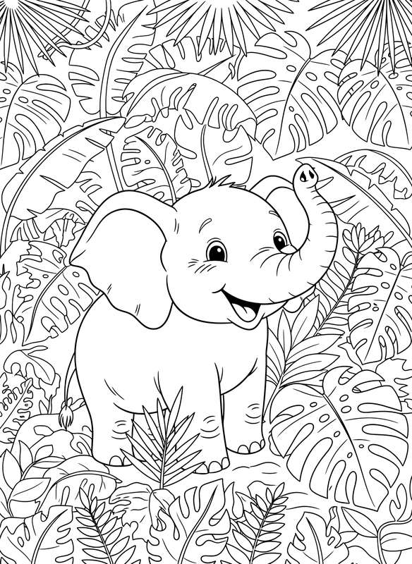 Cheery Elephant in the Jungle