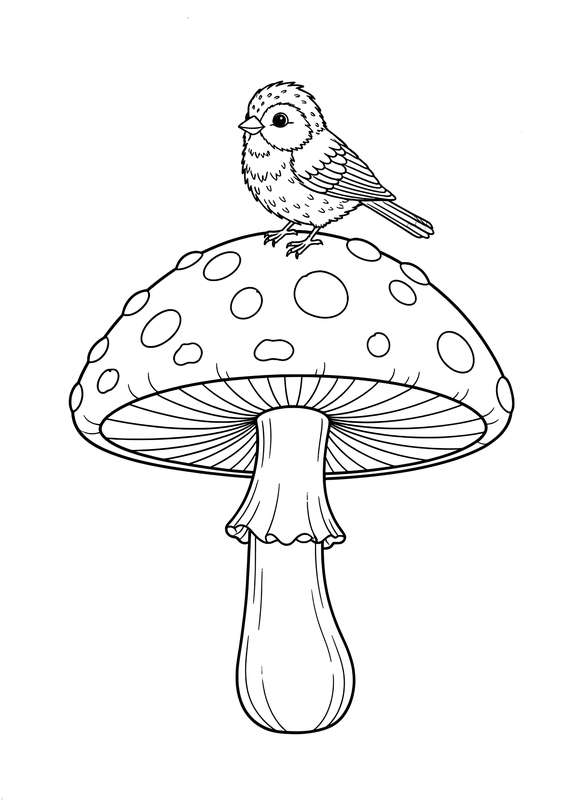 Bird's Cozy Fly Agaric Perch