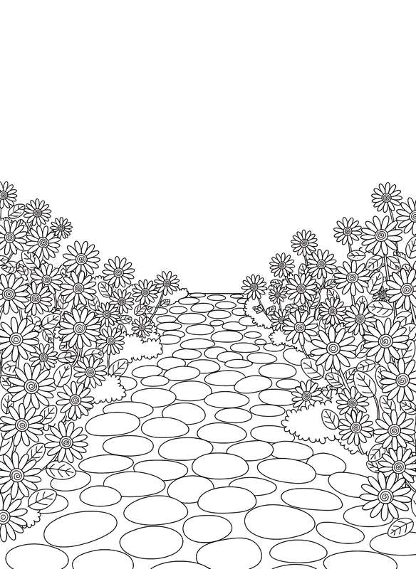 Pebble Path Winding Through Blooms