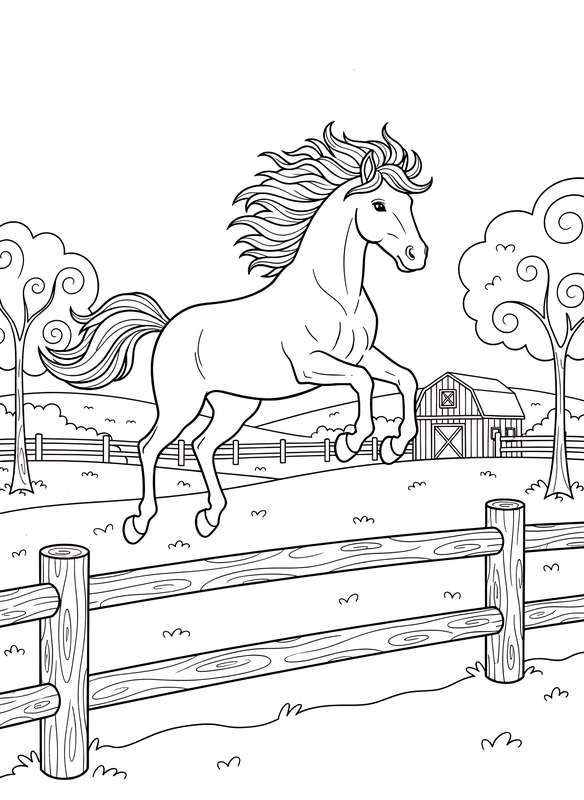 Playful Horse Fence Leap