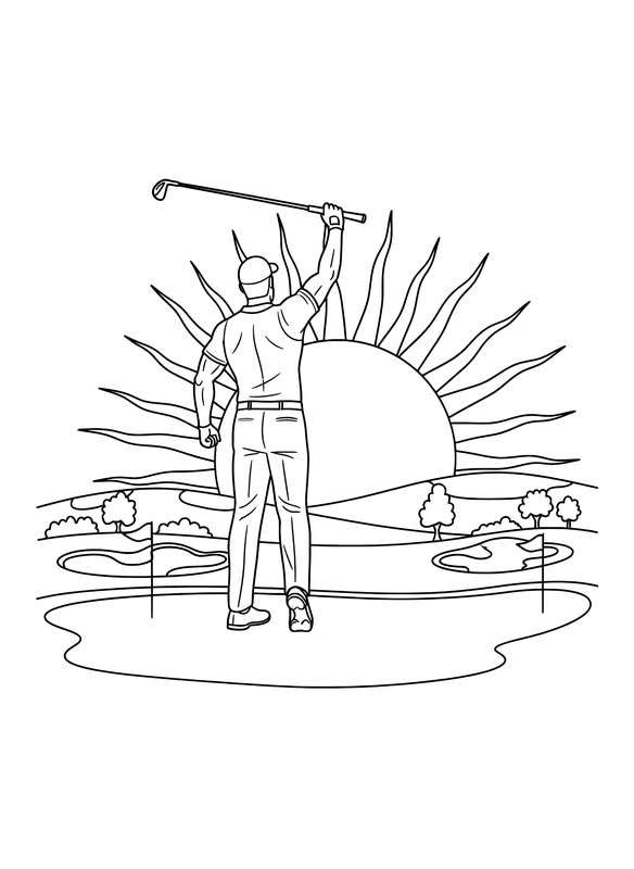 Sunset Golfer Silhouette