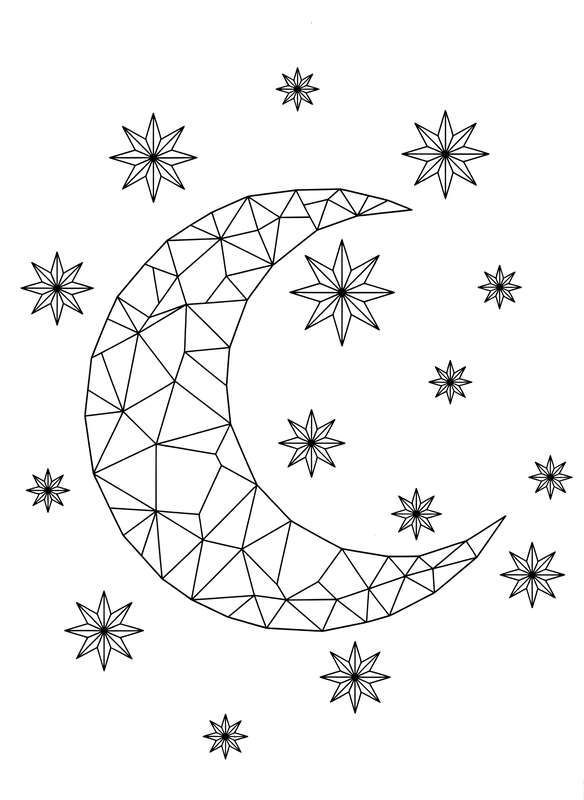 Crescent Moon & Starry Points