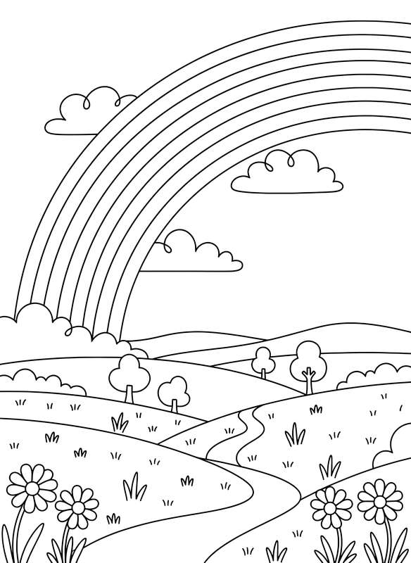 Peaceful Field Rainbow Scene