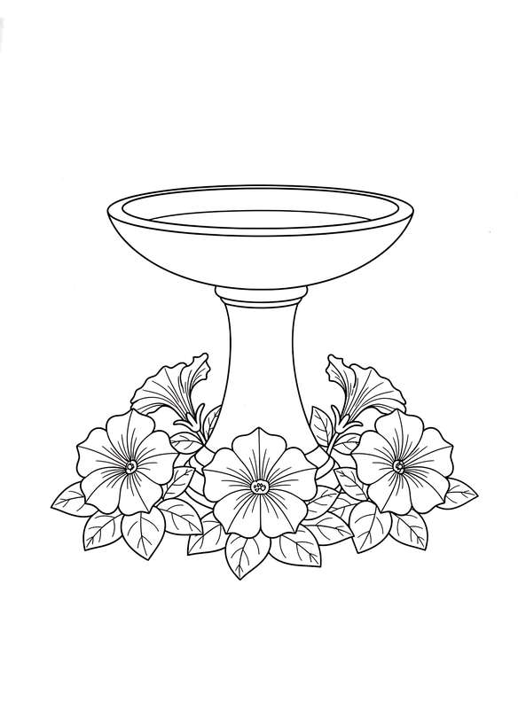 Petunias Around the Birdbath