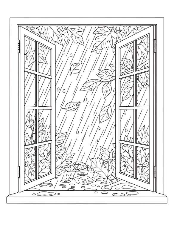 Cozy View: Rainy Day Window Scene