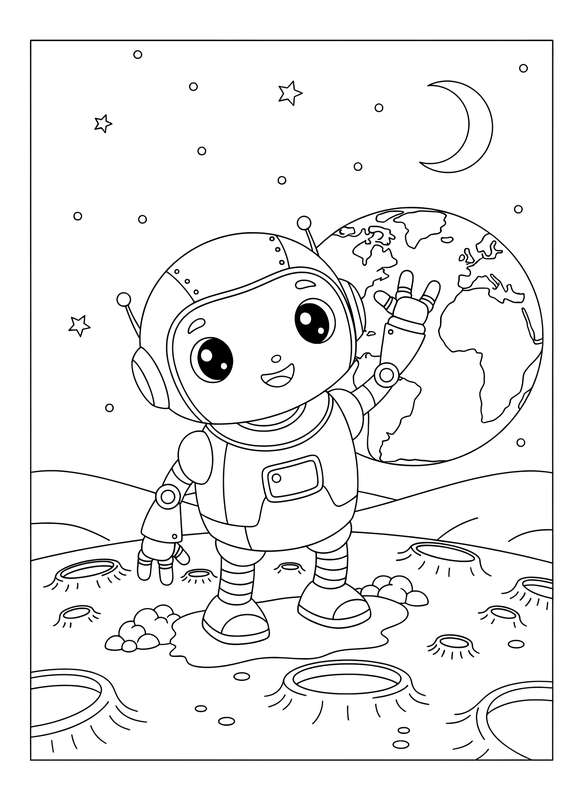 Robot on the Moon Greeting