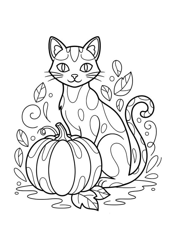 Mysterious Feline & Autumn Gourd