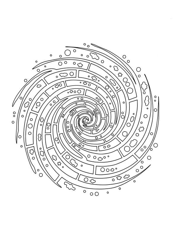 Cosmic Swirl: Bold Galaxy Line Art