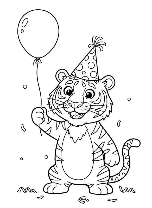 Party Time Tiger with Balloon