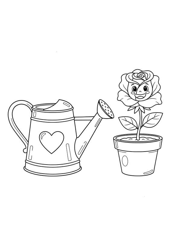 Watering Can & Happy Rose Pot