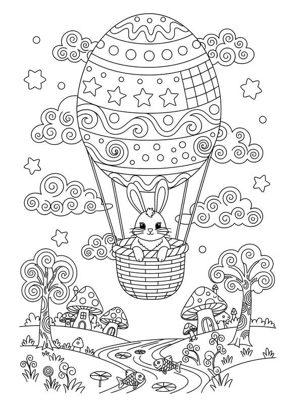 Whimsical Egg Balloon Flight