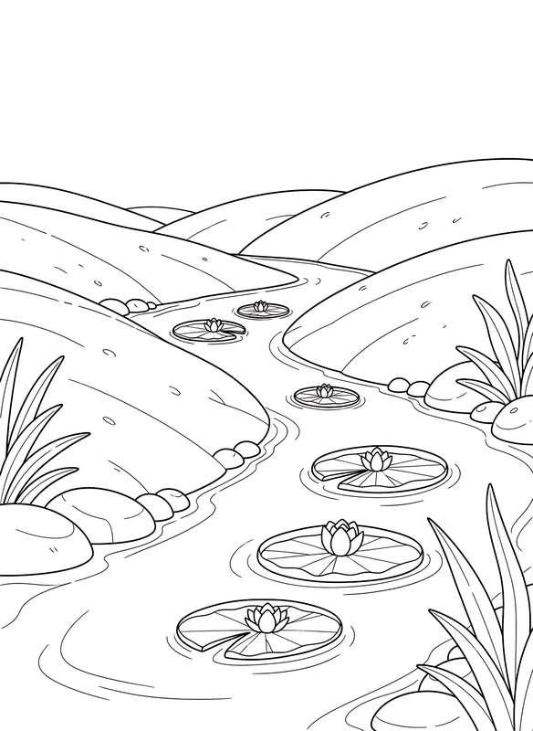 Lily Pads on Winding Water