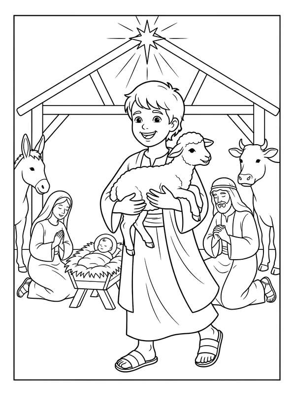 A Young Shepherd's Joyful Nativity Gift