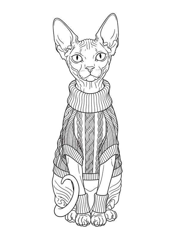 Sphynx Chic: Knitted Sweater Style