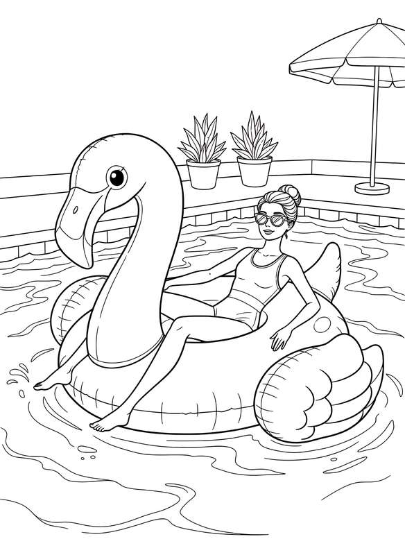 Flamingo Poolside Relaxation
