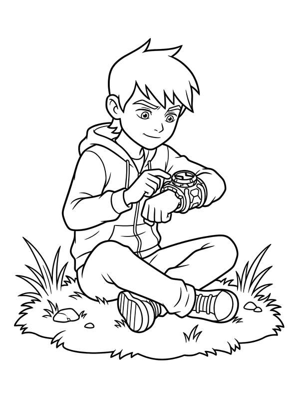 Ben Inspects His Wrist Device