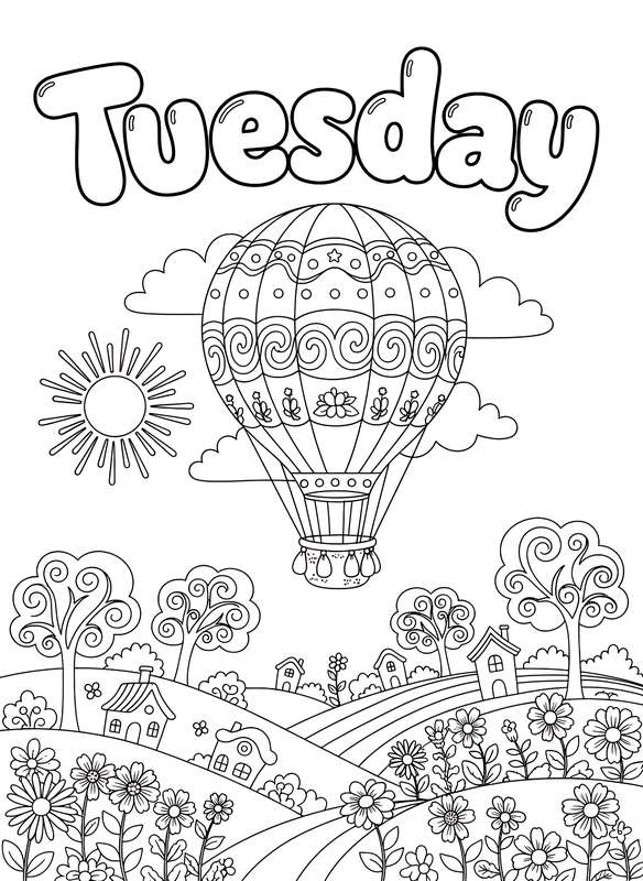 Hot Air Balloon Over Hills