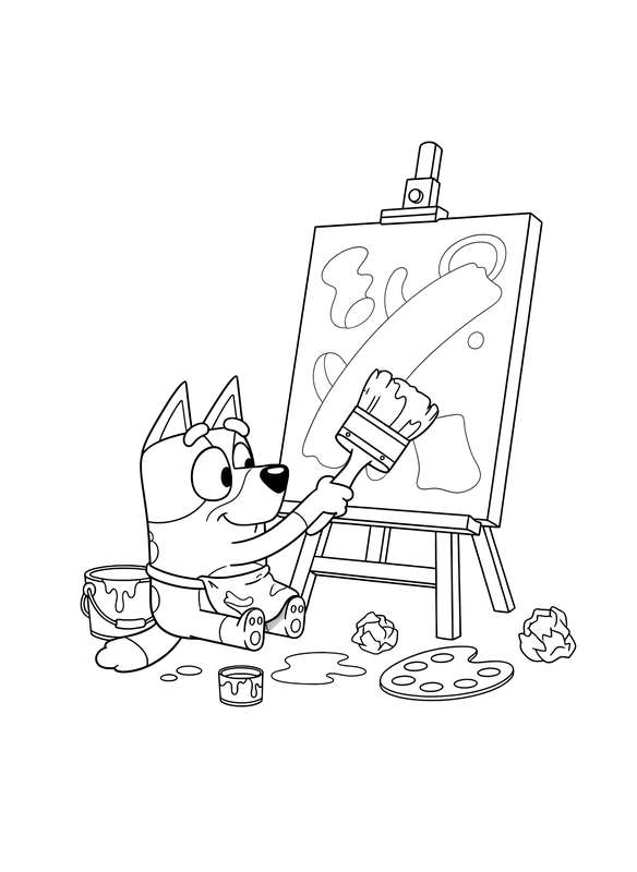 Bluey's Solo Masterpiece: Brushstroke Joy