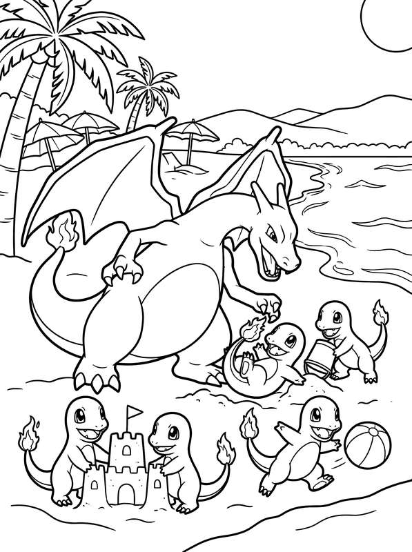 Charizard's Sunny Beach Playdate