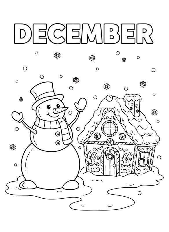 Gingerbread House & Waving Snowman