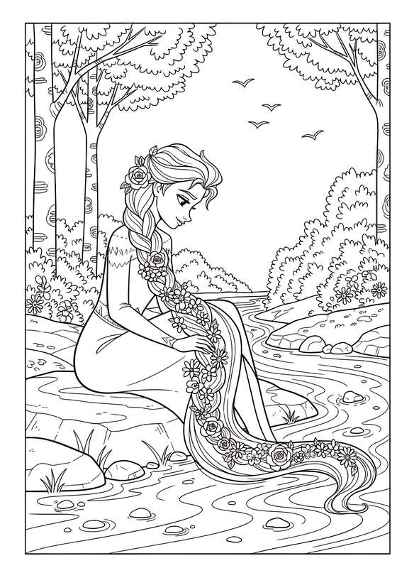 Braiding Flowers by the Stream