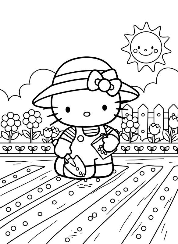 Kitty Tends Her Colorful Garden