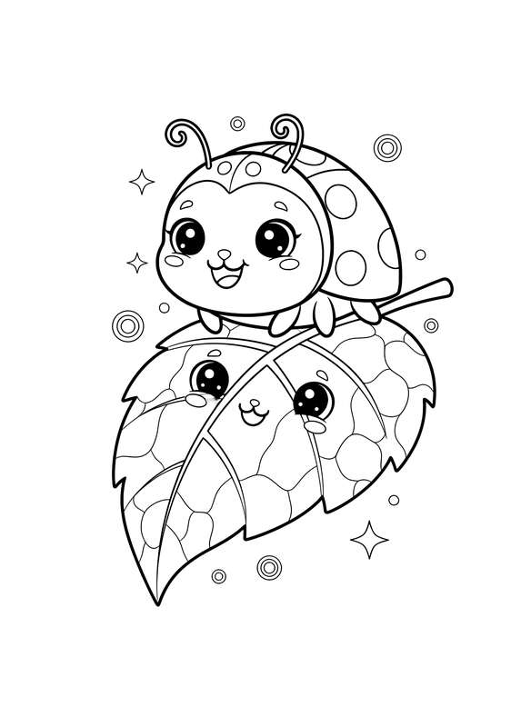 Charming Ladybug on a Giant Leaf